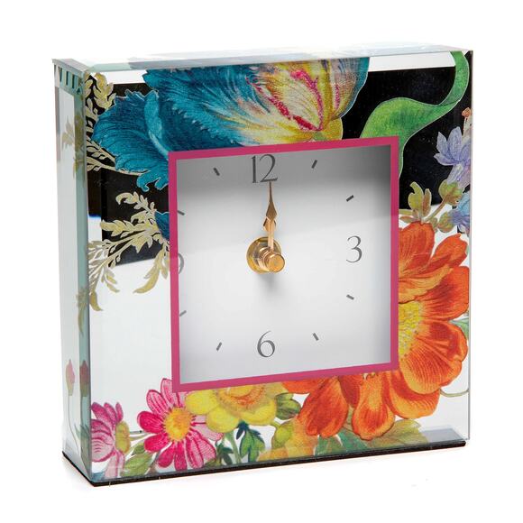 Brand New Mackenzie-Childs Flower Market Reflections Desk Clock - Picture 1 of 2
